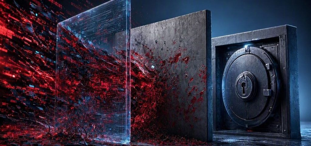 Schematische Darstellung eines Microsoft-365-Tenants, der von Ransomware bedroht wird, mit einer separaten, durch Air-Gap getrennten Immutable-Backup-Kopie, die nicht verschlüsselt werden kann